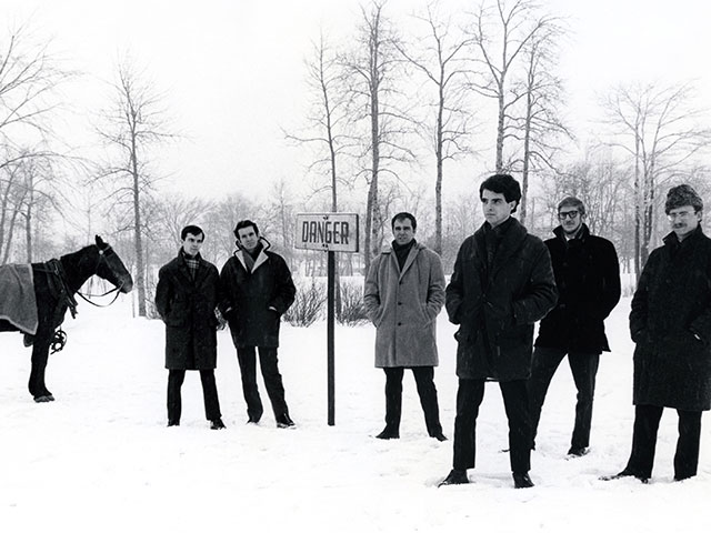 Group of writers of Parti pris : André Major, Gérald Godin, Claude Jasmin, Jacques Renaud, Laurent Girouard and Paul Chamberland